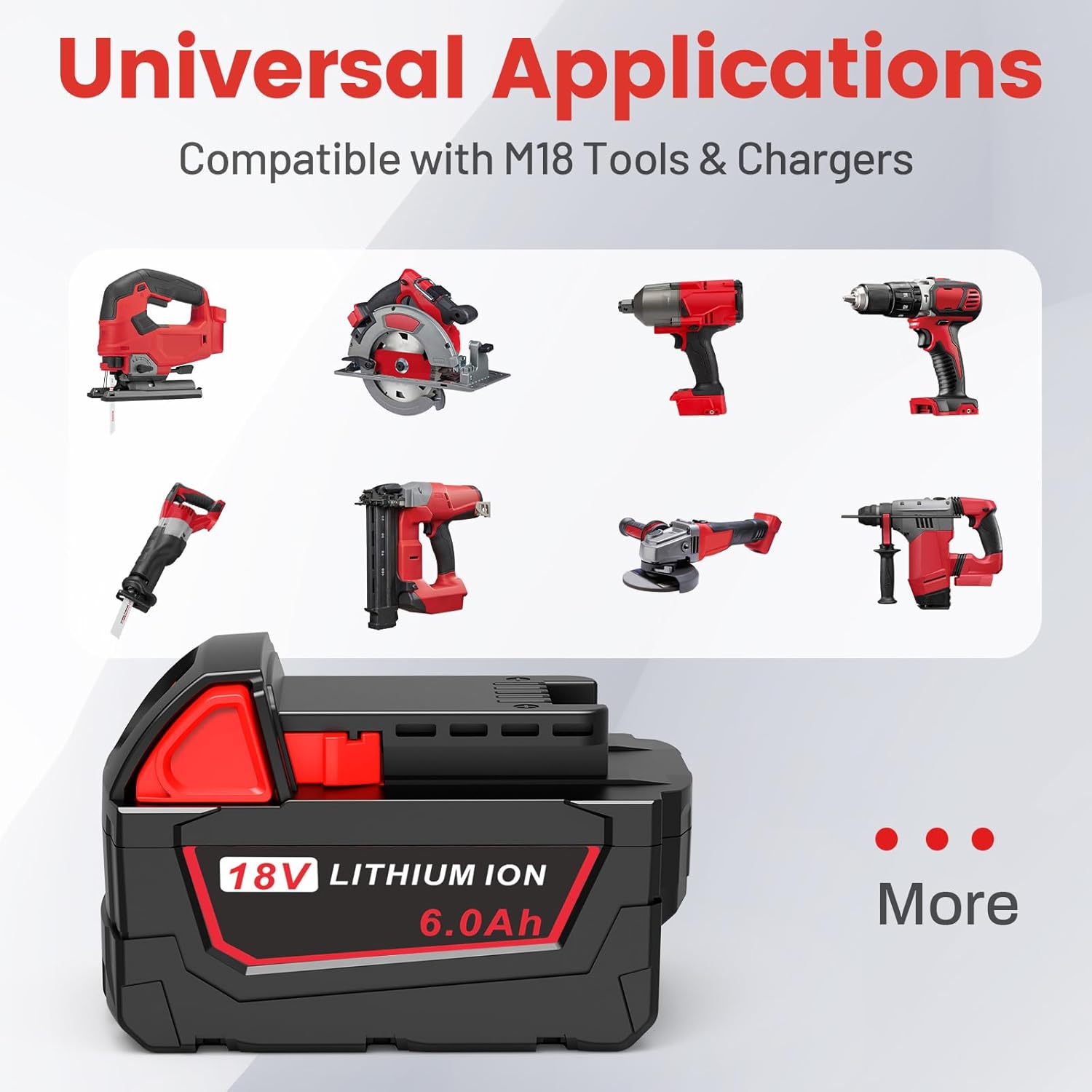 WECACHWE 2pack 6.0Ah Replacement for Milwaukee 18V Battery Compatible with Milwaukee 18 Volt Batteries 48-11-1815 48-11-1820 48-11-1828 48-11-1830 48-11-1840 48-11-1850 48-11-1852