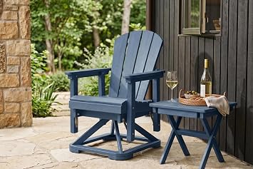 Adirondack Swivel Glider Chair, Heavy Duty HDPE All-Weather Swivel Rocker for Outdoor, 360 Degree Rotation & Smooth Gliding Motion for Fire Pit, Porch, Deck, Navy Blue