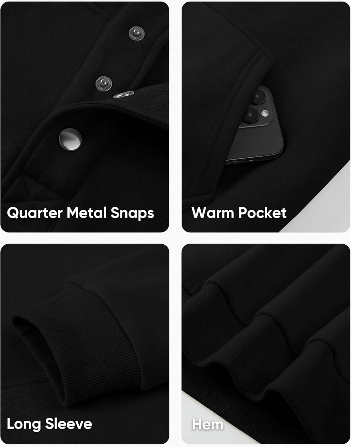 JMIERR Mens 2025 Casual Fahsion Fall Hoodie Pullover Quarter Drawstring Fleece Winter Button Hooded Shirt with Pocket - Image 6