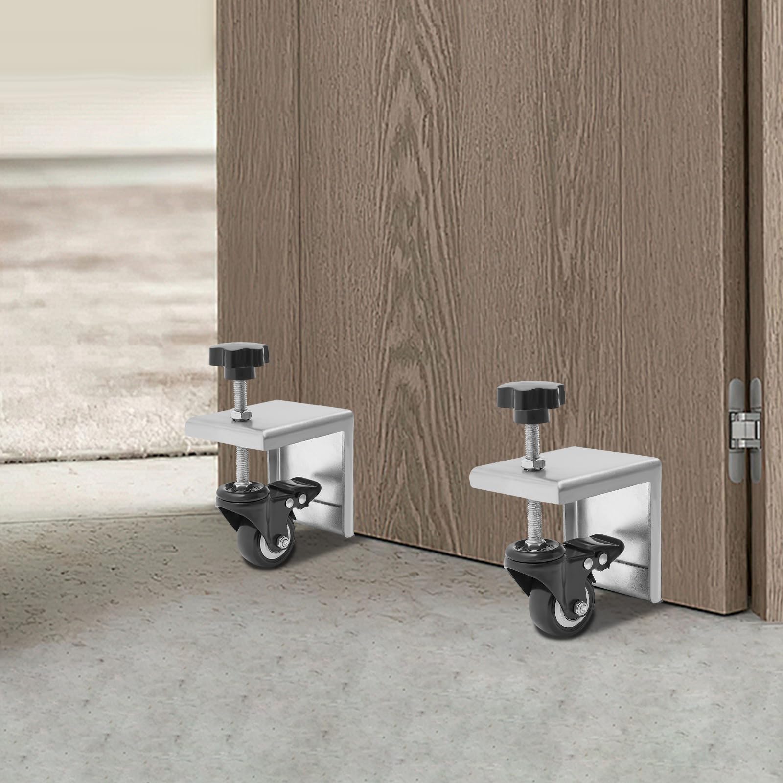 2 Pcs Heavy Door Installation Tool, Door Lifter Tool Jig Kit with Rotating Wheels, Hands Free Door Board Installation for Doors 1.375