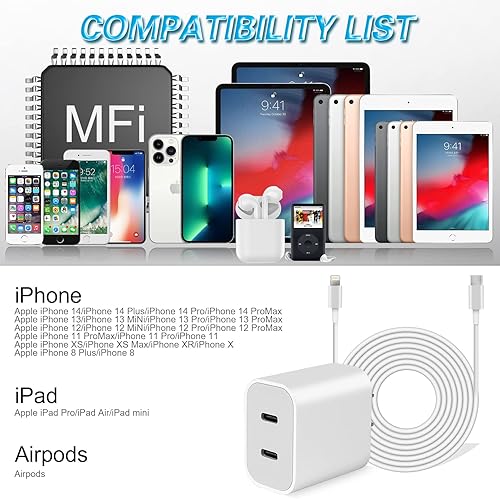 Miniatura 2 de Cargador súper rápido para iPhone 14, cargadores USB C de doble puerto, bloque de carga rápida para iPhone, adaptador de pared USB C de Apple,