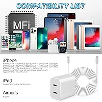 Vista 2 de iPhone 14 Super Fast Charger,Dual Port USB C Chargers,iPhone Charger Fast Charging Block,Quick Apple USB C Wall Adapter Plug,2Pack Type C Lightning