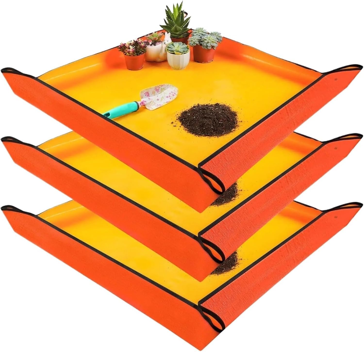 ESESE Foldable Plant Repotting Mat Garden Potting Pad Tray, 1/3pcs Waterproof Gardening Pots Transplanting Flower Control Folding Soil Change For Indoor(Yellow 150x100cm)
