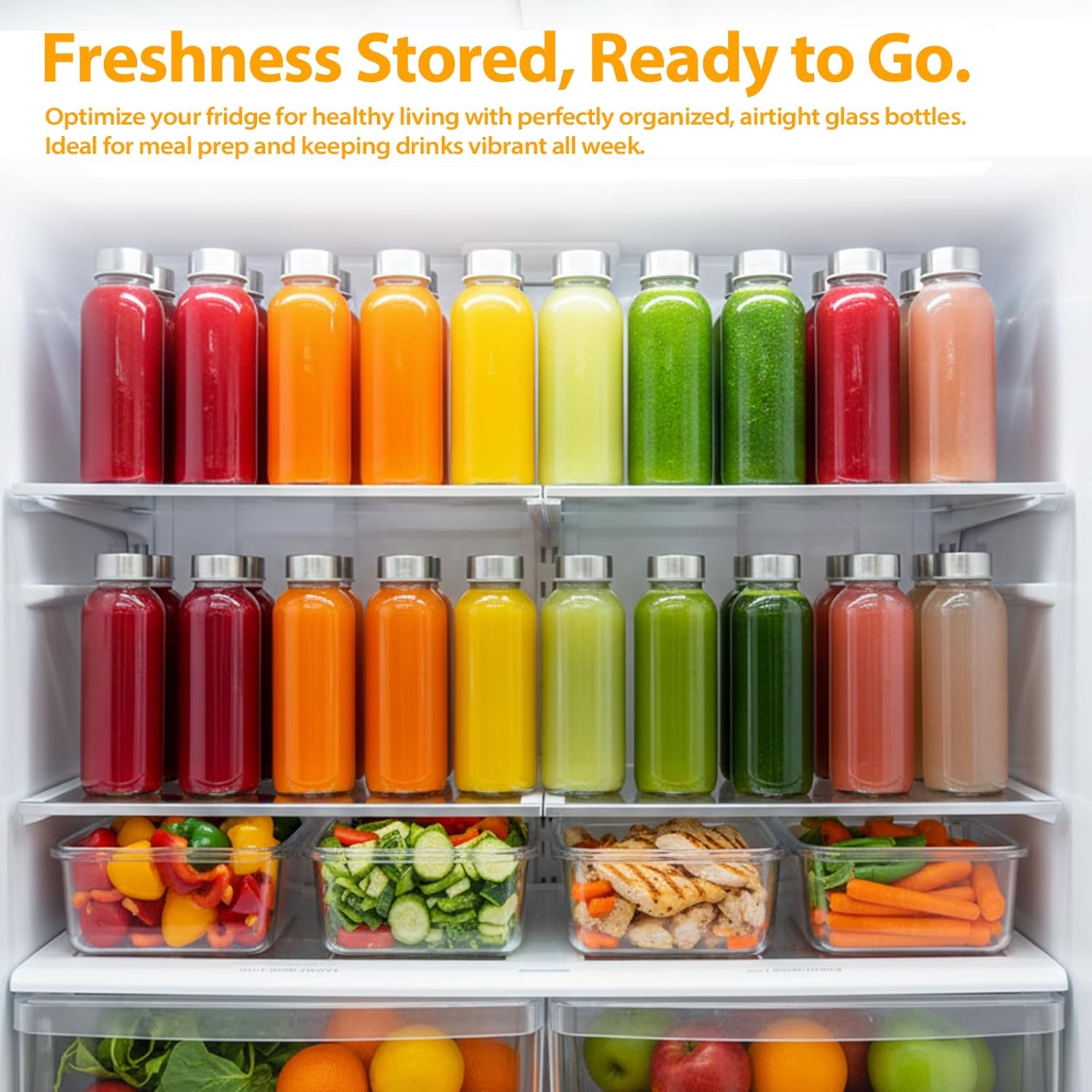 Sursip 10 oz Glass Juice Bottles, 8 Pack with Stainless Steel Lids – Reusable Small Glass Bottles for Smoothies, Iced Tea & Milk – Leak-Proof, BPA-Free, Dishwasher Safe - Image 8