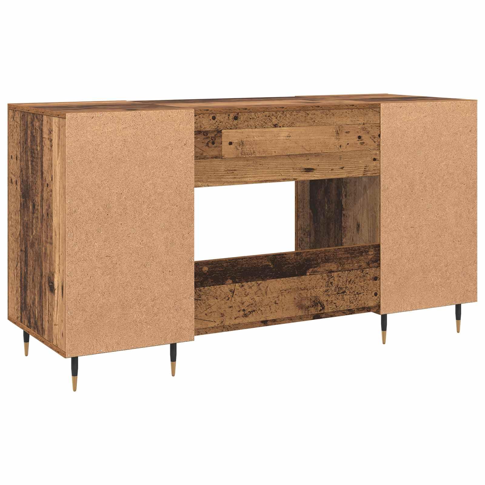 Scrivania con scaffale, in legno anticato, 140 x 50 x 75 cm, stile industriale, postazione di lavoro in legno, stabile tavolo da ufficio con ripiano per organizzazione e look moderno