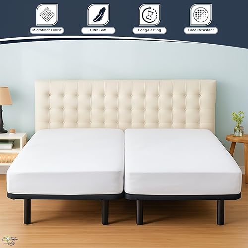 Miniatura 2 de Cottington Lane Sábanas bajeras divididas de tamaño King solamente, microfibra de calidad de hotel con bolsillo profundo de 15 pulgadas, 2 sábanas