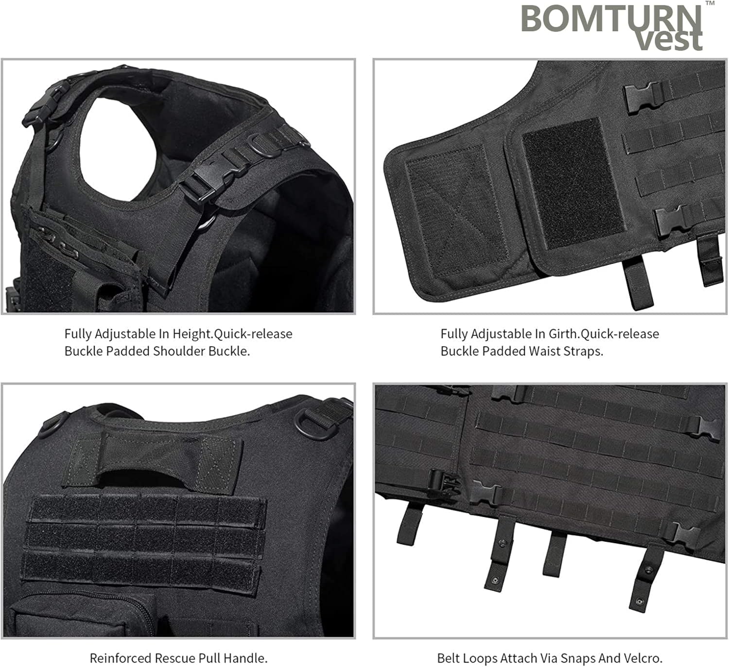 BOMTURN Taktische Airsoft-Weste, Grün – Verstellbar Von S Bis XXL, Mit MOLLE-System & Atmungsaktivem Polster