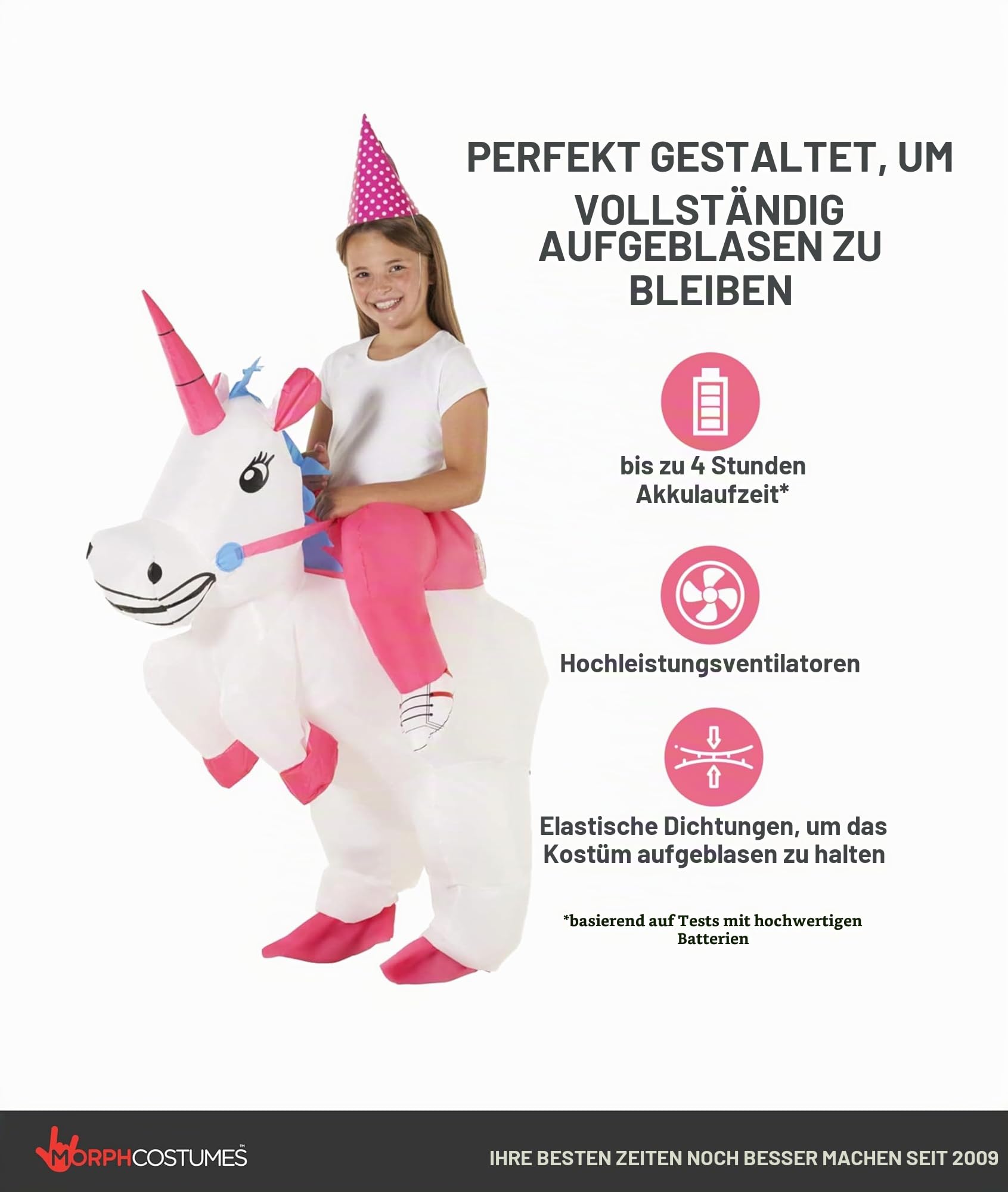 Morph Aufblasbares Einhorn Kostüm Kinder, Halloween Kostüm Kinder