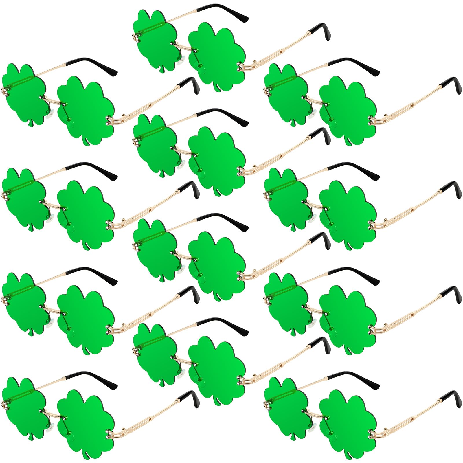 Geiserailie 12 Pairs St. Patrick's Day Shamrock Sunglasses Clover Glasses Leprechaun Glasses St Patricks Dress up Accessories