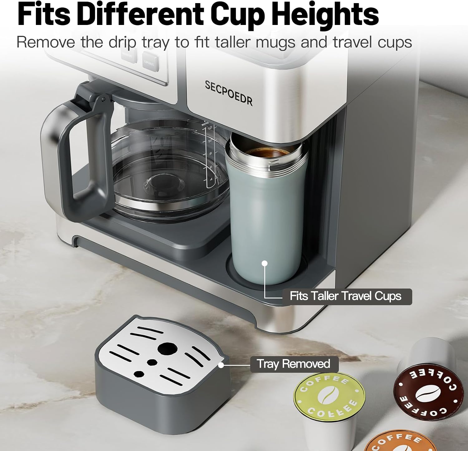 2-Way 12-Cup Programmable Brewer Coffee Maker (Matte Gray image 2