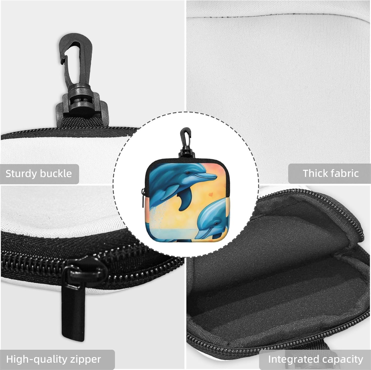 Dolphins In Love Print Versatile Square Storage Bag Travel Organizer Pouch Toiletry Home Office Gift image 5