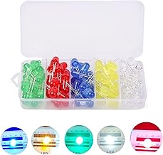 100Pcs Diodes Électroluminescentes, 8mm Diode LED Ultra-lumineux 5 couleurs Assortiment Kit, Bi-pin Diodes Diffuses de Lumière Haute luminosité LED Composants électroniques blanc/rouge/jaune/vert/bleu