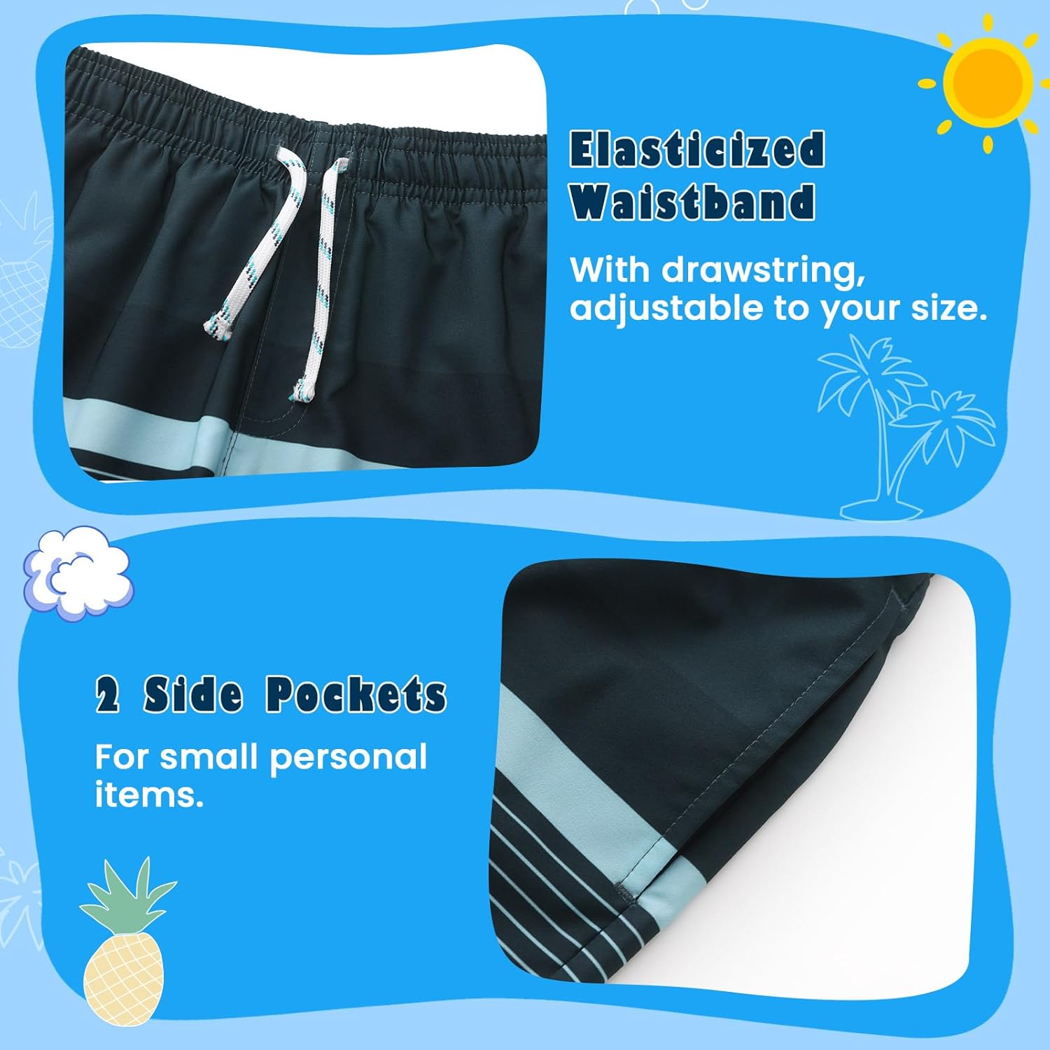 HODOSPORS Boys Swim Trunks with Compression Liner Swimsuit Bathing Suit Toddler Board Shorts