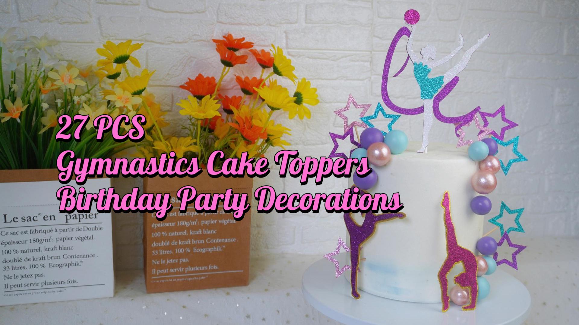 Gymnastics Cake Topper, Glitter Cake Topper, Custom, Personalized, Birthday, Gymnastics Birthday, Name Topper, Girls Gymnastics - Israel - View #12