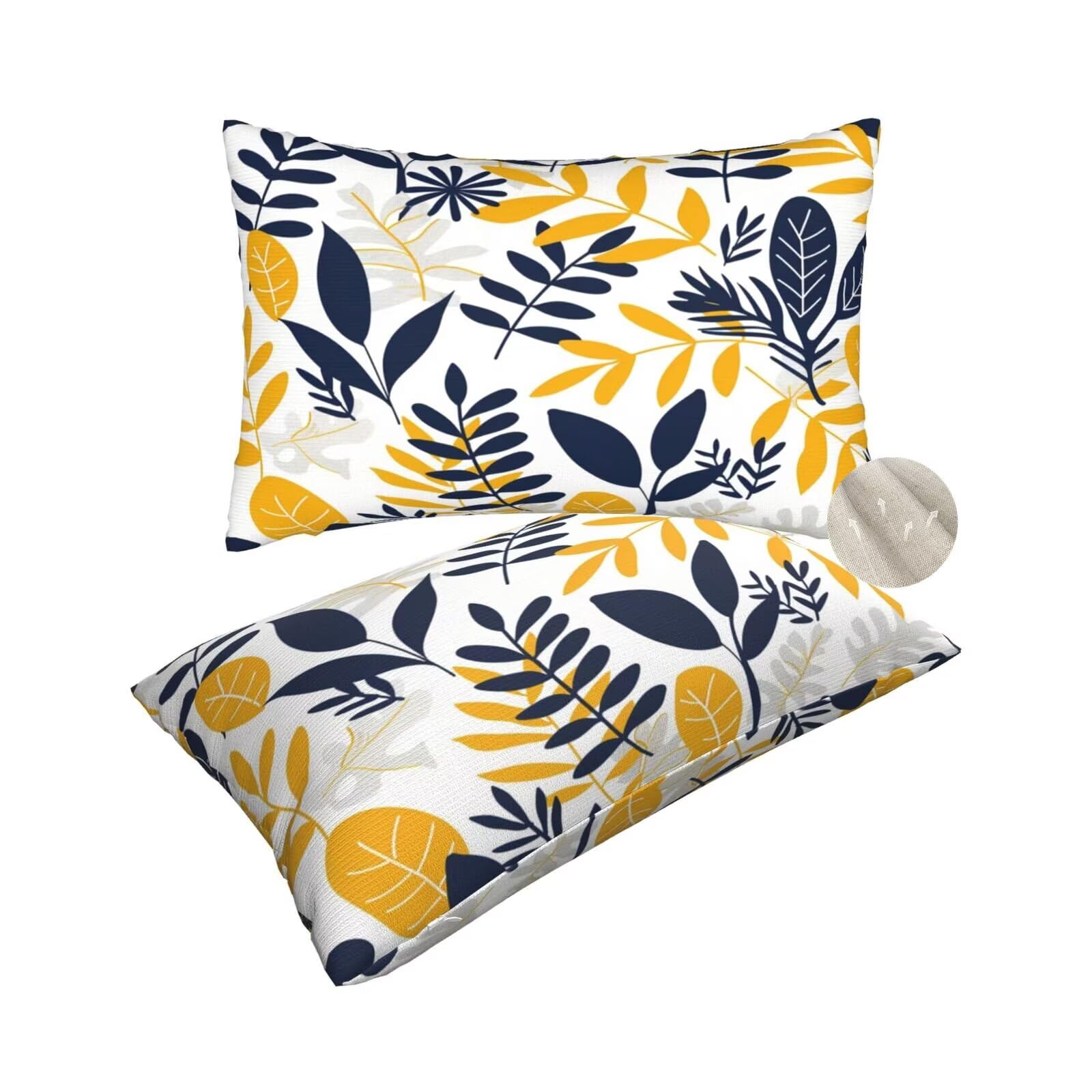 Taie oreiller rectangulaire 60x80 cm lot de 2 housses anti-poussière motif feuilles