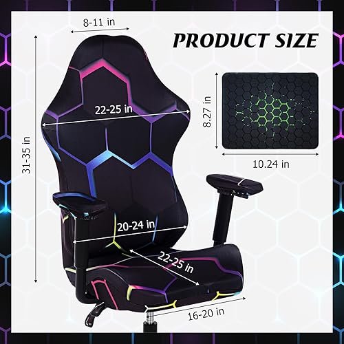 Miniatura 3 de Moukeren Juego de fundas impresas para sillas de juegos con alfombrilla de mouse y funda para reposabrazos, elástica, lavable a máquina, funda