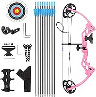 WUXLISTY Youth Compound Bow Set for Kids 8-12 & Beginners - 16-20 lbs Draw, 17.3-26" Adjustable Length, Lightweight Archery Kit