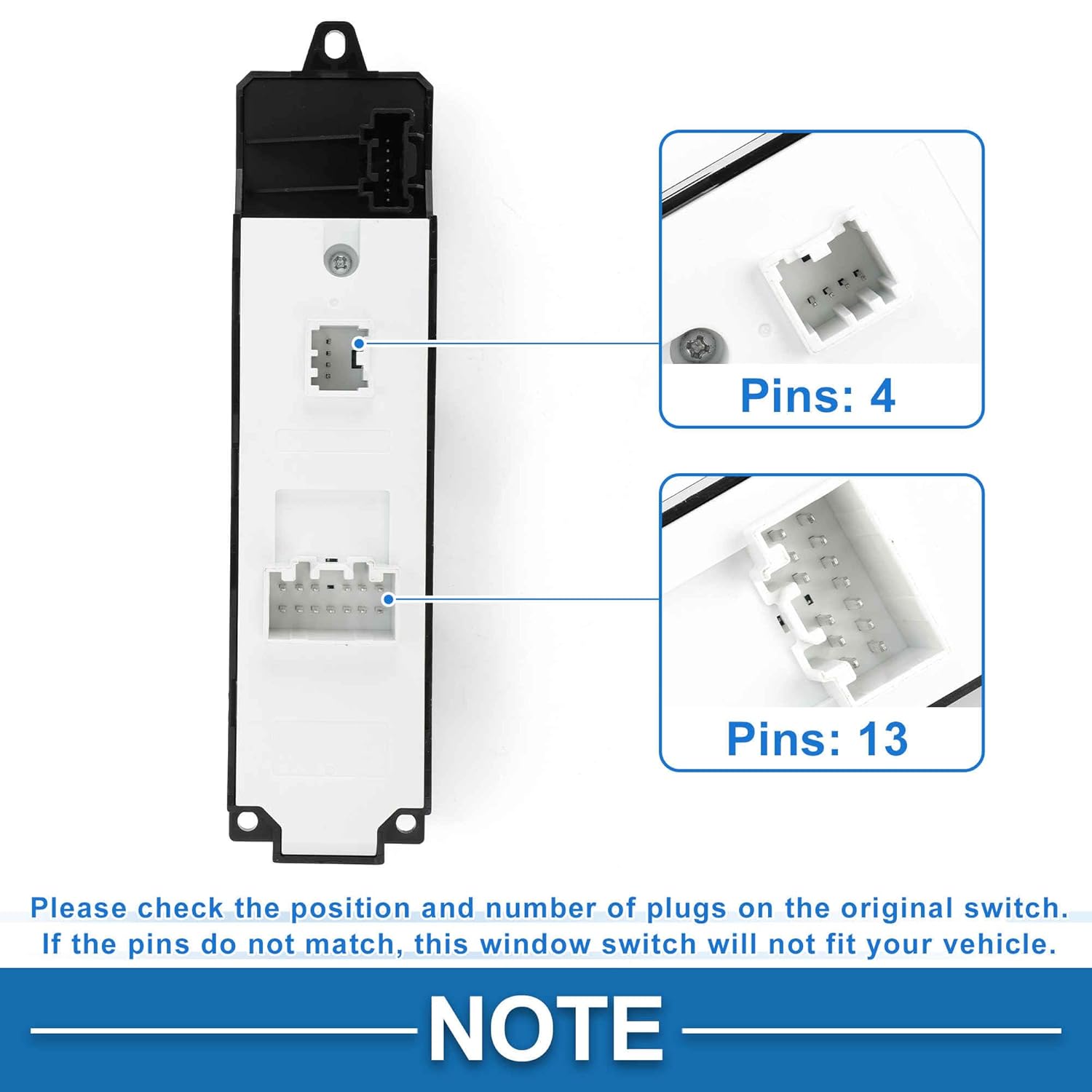 1 AUTO Power Window Switch No.GEA366350/GEA366350A for Mazda 6 2010-2013 Window Control Switch Black