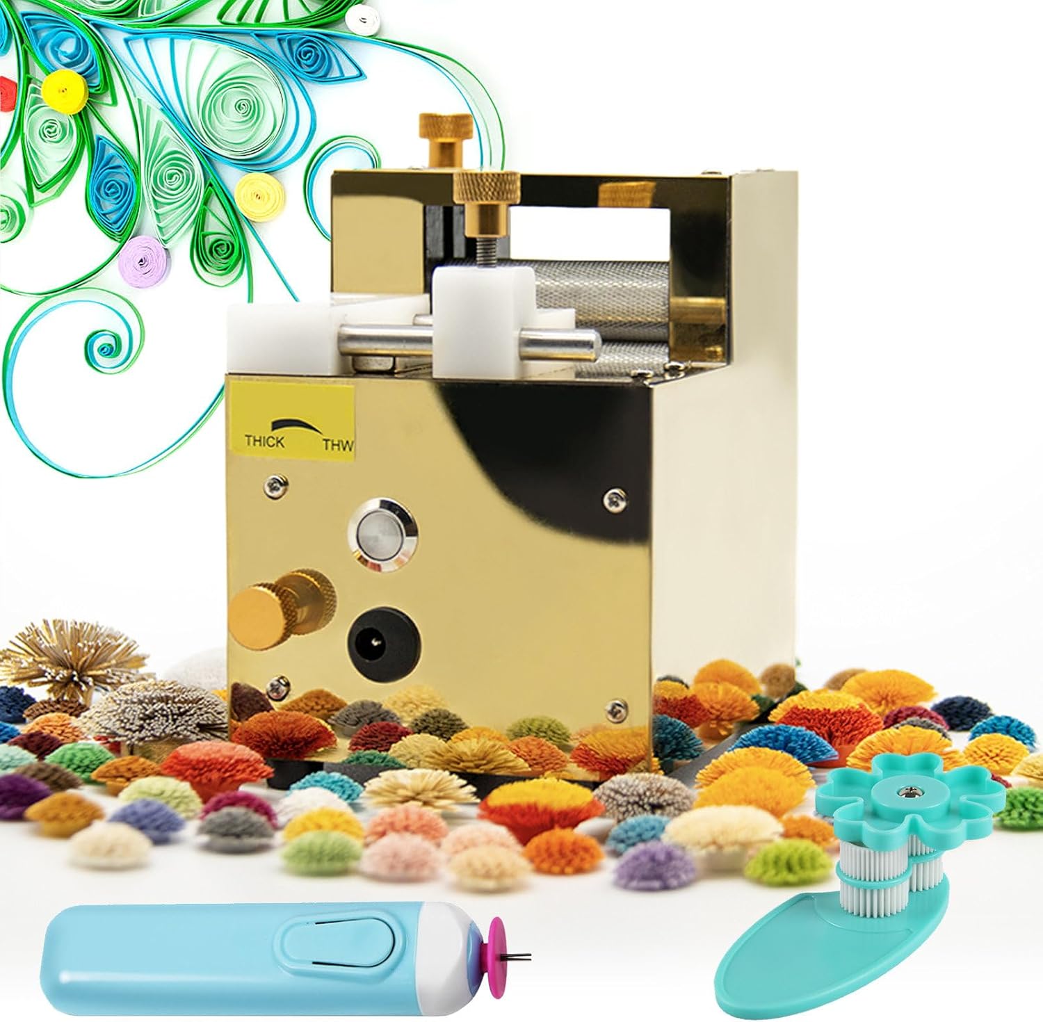 Automatic Tassel Cutting Machine for Paper Quilling,Electric Paper Quilling Tool - 350r/m Speed, 5mm-22mm Range,kit with Quilling Paper Volume Pen&Roller Quilted Tool,Rechargeableversion