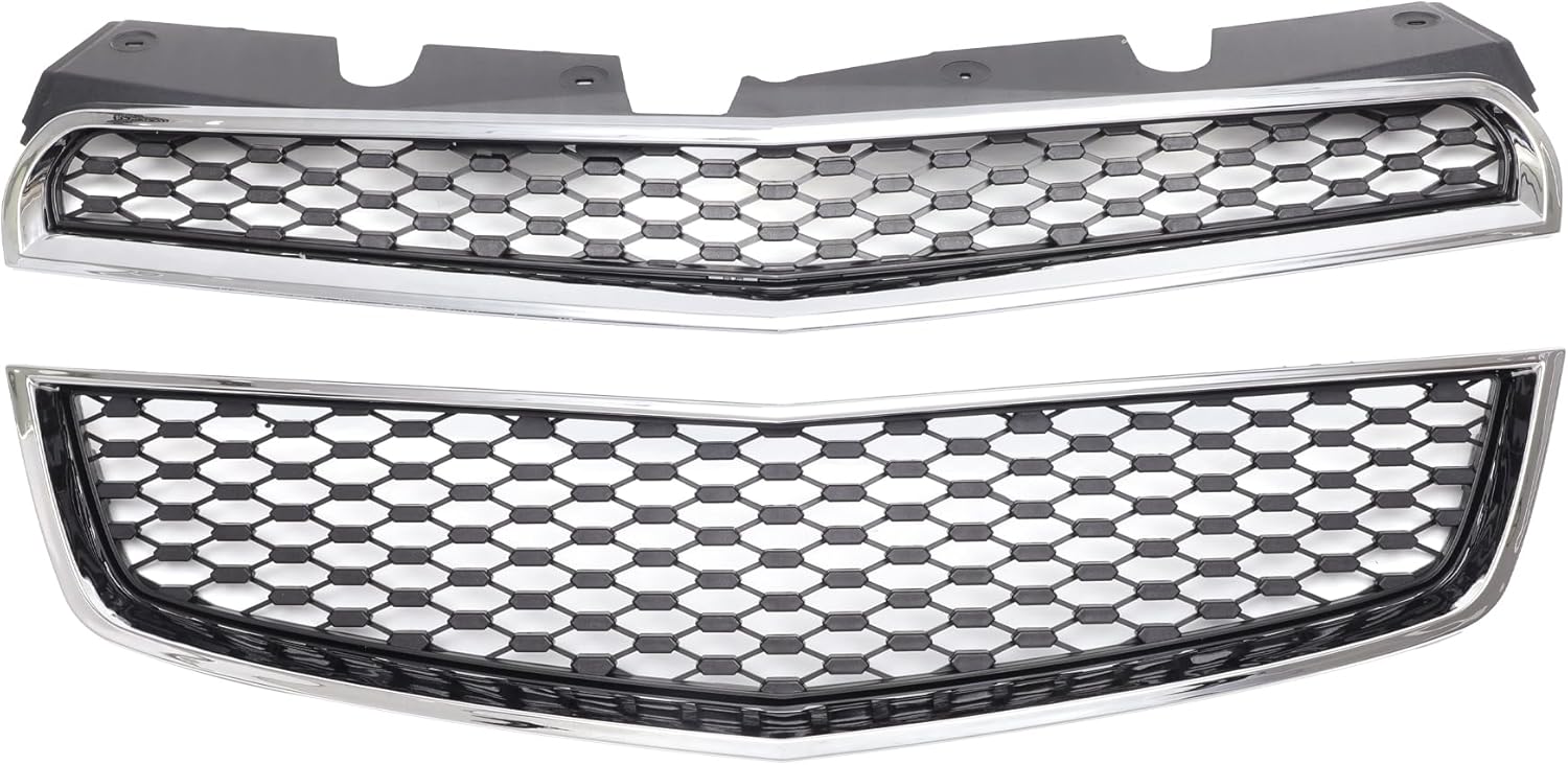 X AUTOHAUX No.25798747/25798750 Front Hood Bumper Grille Grill for Chevrolet Equinox 2010 LS LT Front Bumper Kidney Grille Grill Chrome Silver Tone 1 Set