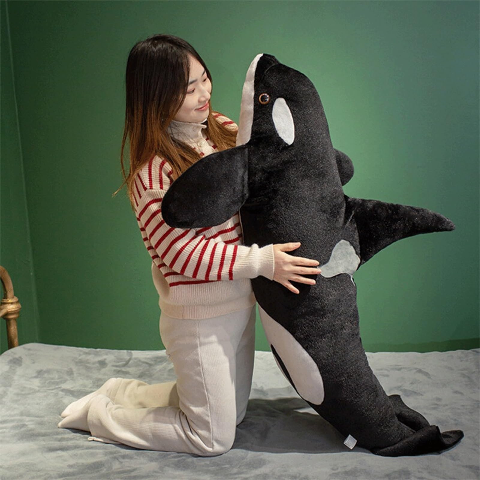 Bambola di peluche Orca, peluche da abbracciare con la balena assassina, peluche realistici con animali dell'oceano morbidi, regali di compleanno for ragazze(130cm/51.2in)