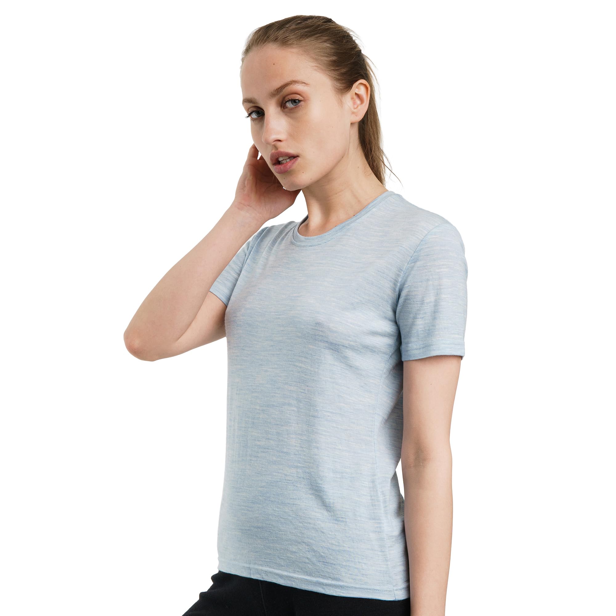 Merino.tech Maglietta Donna - T Shirt Lana Merino Manica Corta, 100% Intimo Lana Merinos Donna
