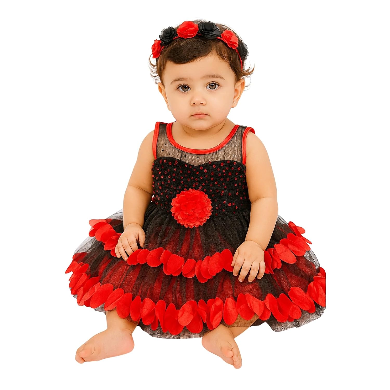 Stumble Fashion Baby Girls Midi/Knee Length Festive/Wedding Dress (Gold, Black, Sleeveless) | | - Review, Price and Buying Guide