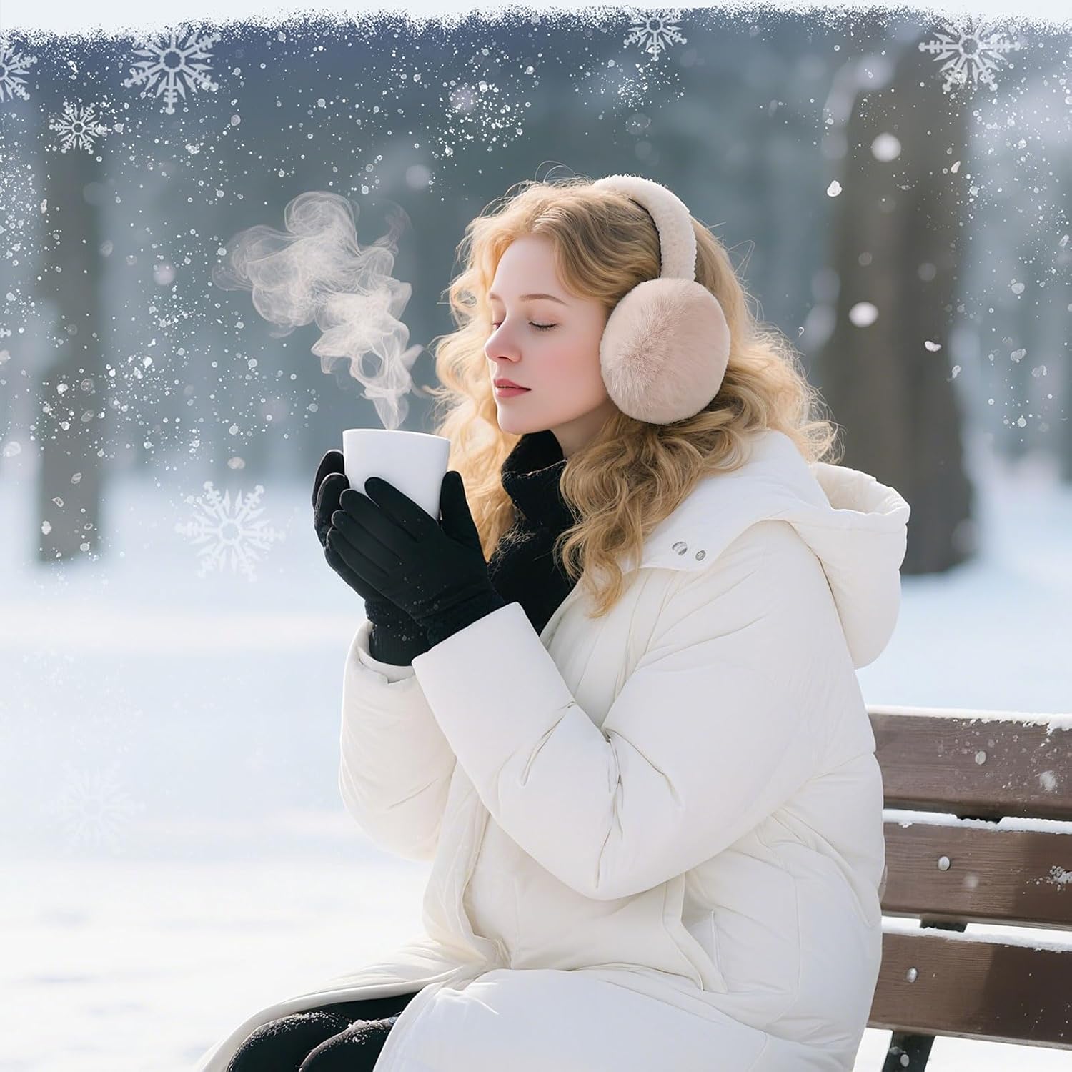 6 Pcs Winter Earmuffs for Women & Men, Foldable Fluffy Earmuffs Ear Warmer Fluffy Ear Cover Outdoor Headband Winter Accessories