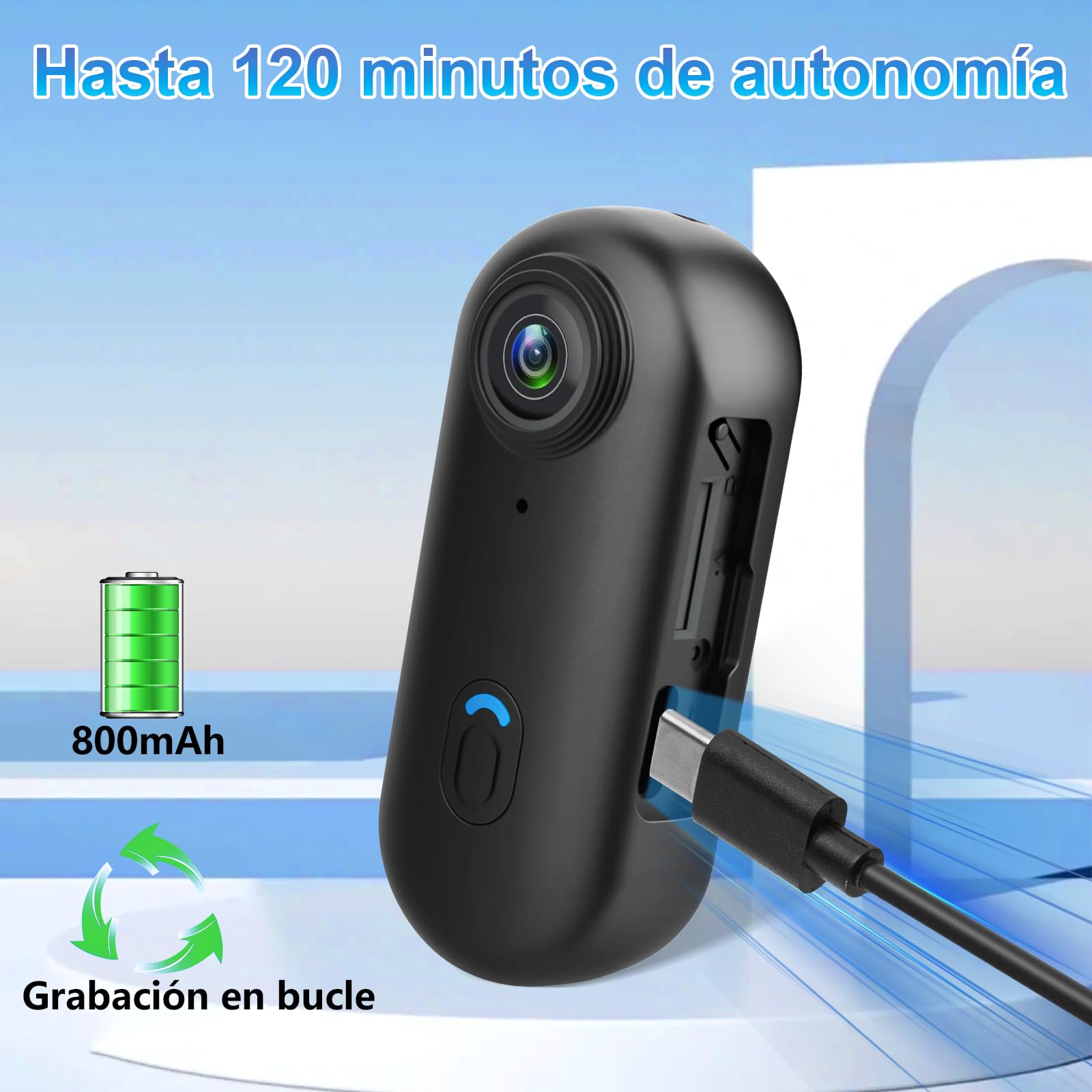 Portátil Cámara Deportiva WiFi, ‌Mini Action CAM 1080P, Cámara Acción Impermeable 30M con Gran Angular 120° para Moto/Buceo/Ciclismo, 120 Min Autonomía, Ideal para Deportes Extremos 2026