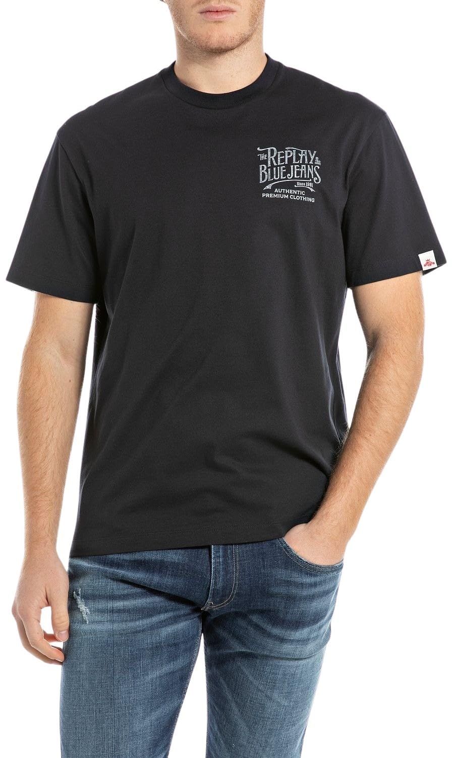 Replay Men's M3204 T-Shirt, 970 Dark Navy, M