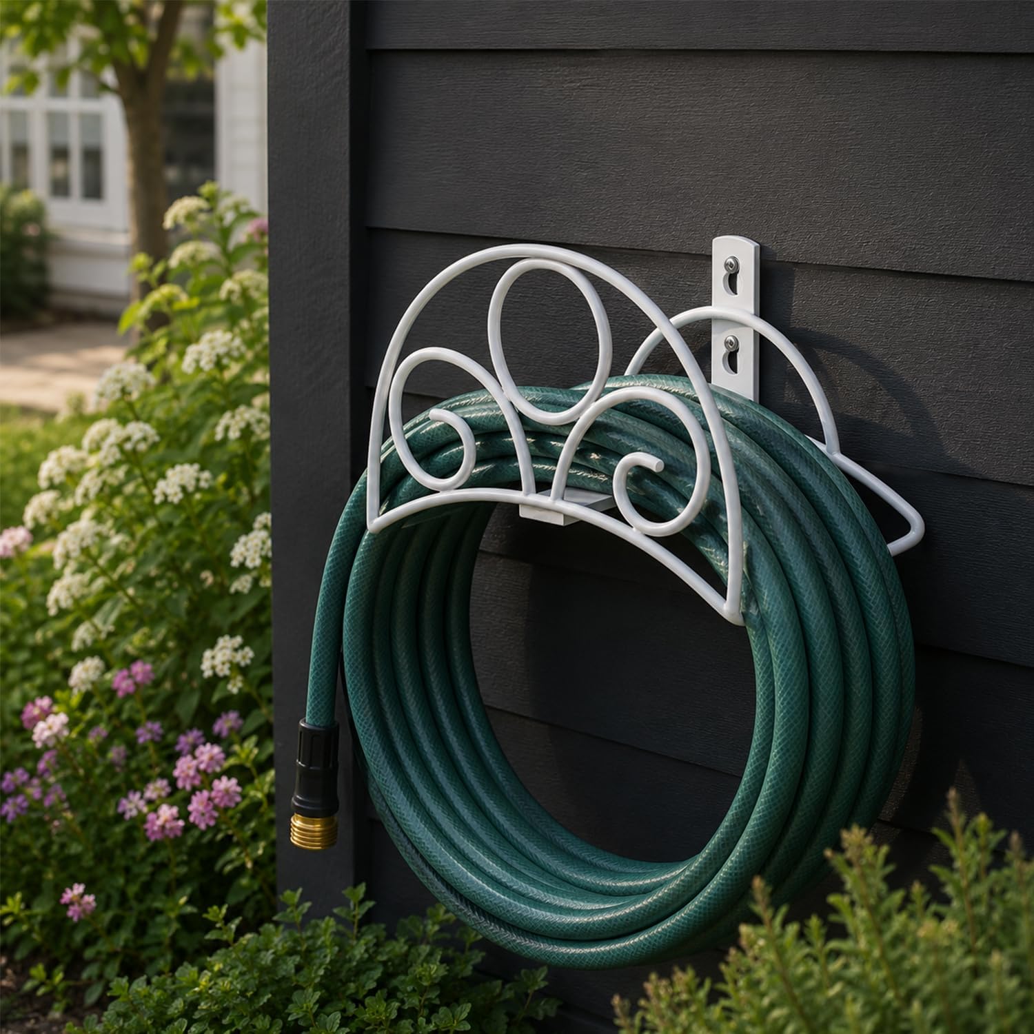 Metal Garden Hose Holder Wall Mounted Water White Hose Holder for Water Hose Extension Cords