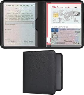 RSAquar Porta Documentos para Carro – Estojo Compacto de PU para Registro do Veículo, Seguro e Carteira de Motorista – Organizador para Porta-luvas, Preto, Casual