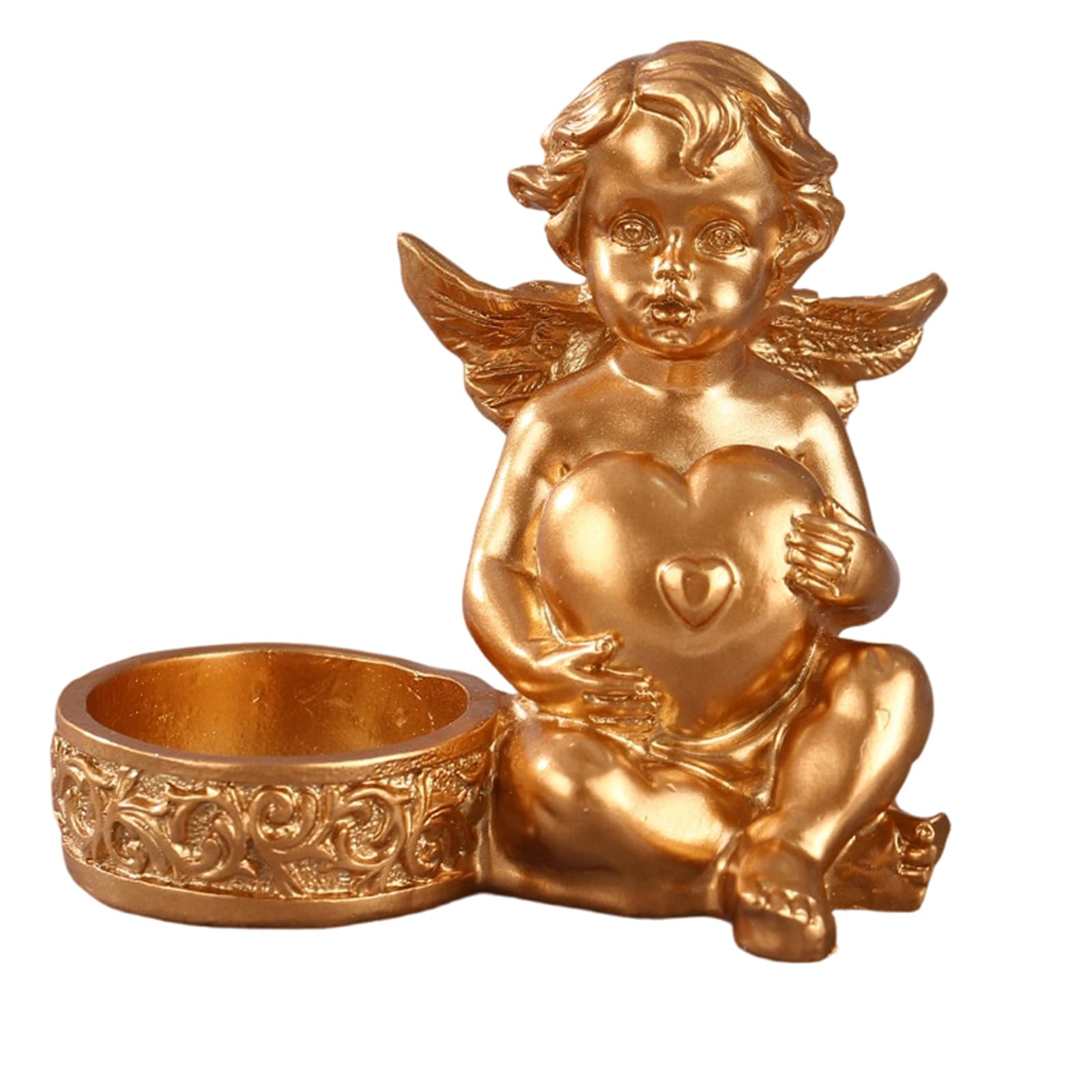 Elnwnnkc Artistic Carved Resin Holders with Moons Angelic Figurine Tealight Stand Desktop Accent for Home Table Decoration Angelic Figurine Holders