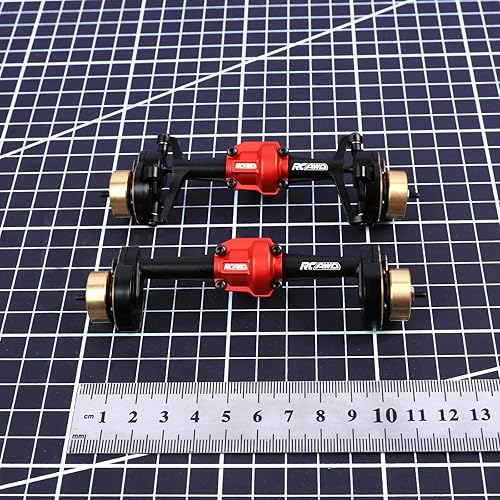 Miniatura 6 de RCAWD Juego de eje portal delantero y trasero con peso de latón para Hobby Plus CR-18P Rock Van, T-Hunter, Trail Hunter Upgrades Parts Black