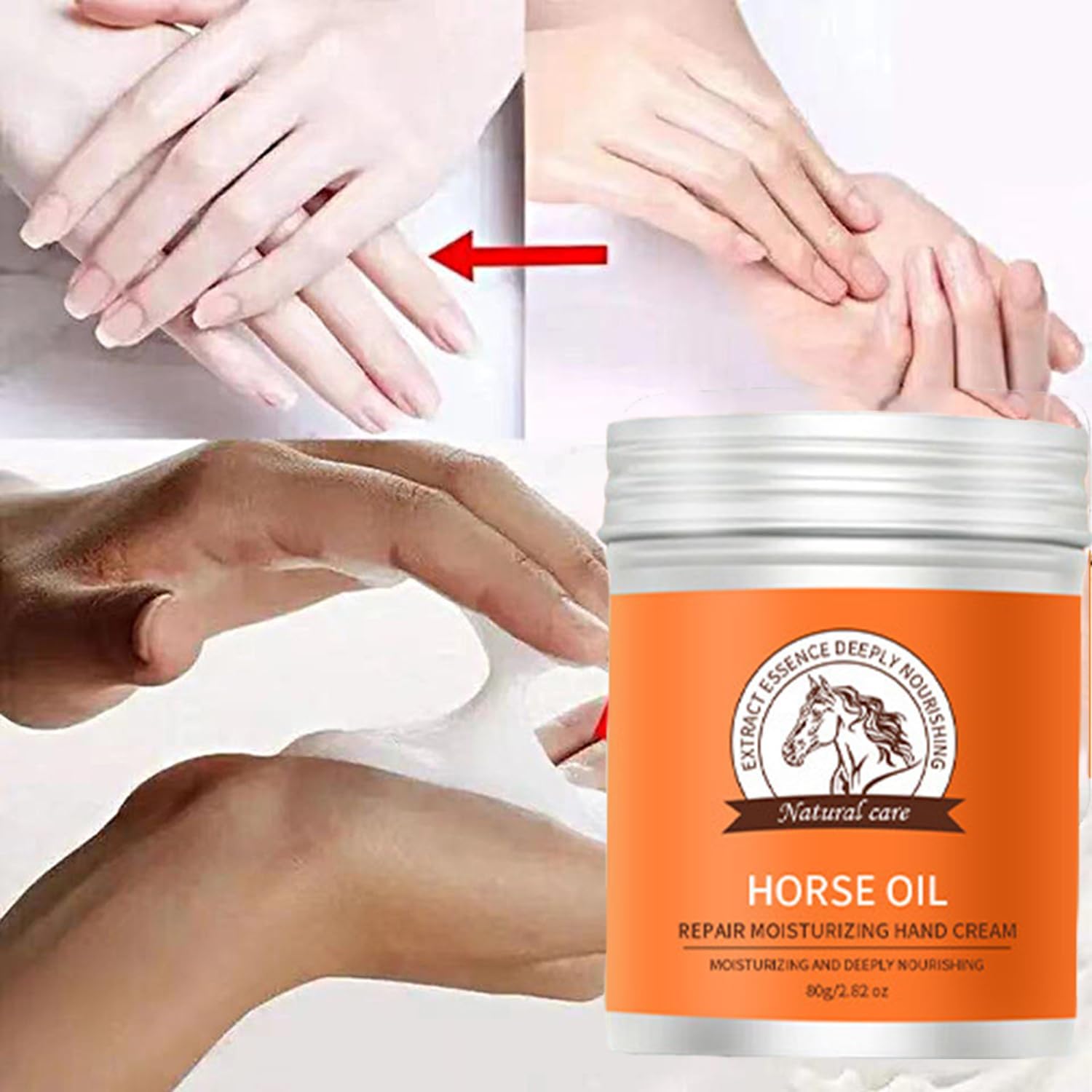Grospe Horse Oil Cream for Dry Rough Hands,Horse Oil Feet Cream Preventing Your Skin From Peeling and Cracking,Making Your Hand/Foot Smooth and Soft,Moisturizing and Nourishing Your Hands/Feet