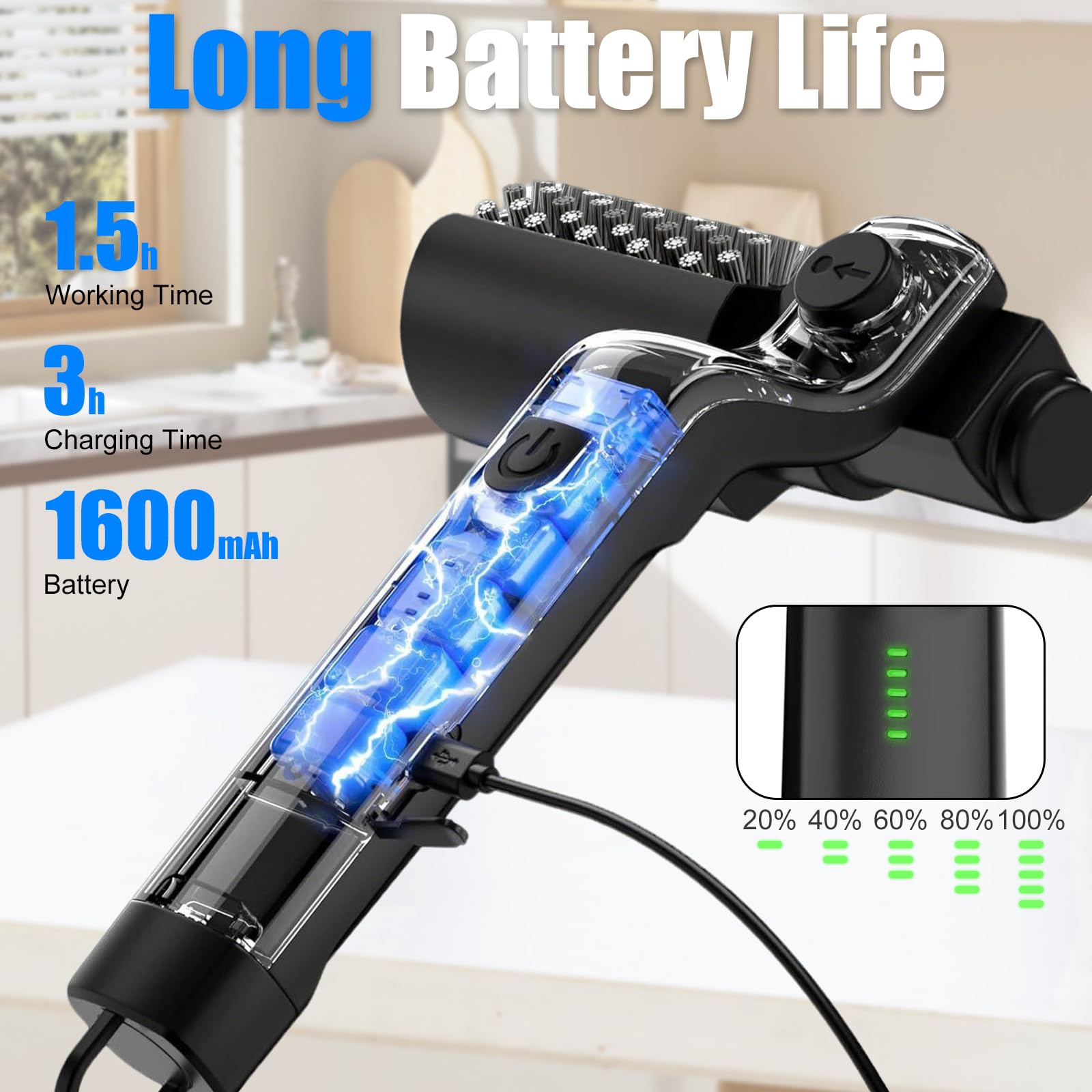 Cepillo Eléctrico para BBQ con Cabezales Intercambiables Inoxidable
