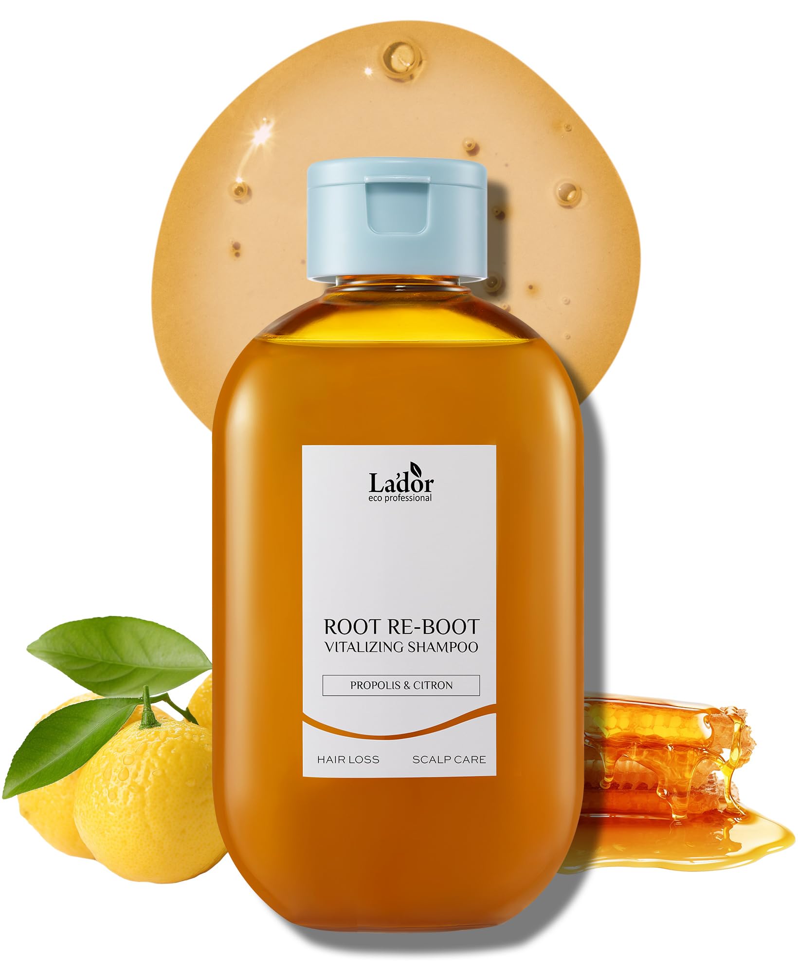 LADOR Root Re-boot Refreshing Hair Loss Relief Shampoo Vitalizing w/Propolis & Citron, Salicylic Acid, Niacinamide - Deep Cleansing, Cooling Sensation
