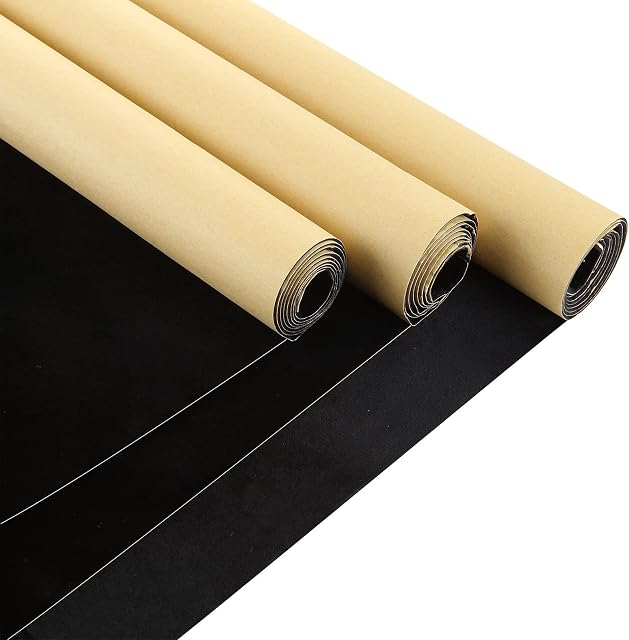 LOLYSIC 3 Pcs Sticky Back Felt Sheets, 40CM x 1.48M Self Adhesive Felt Sheets, Black Felt Sheets Sticky Self Adhesive Felt Velvet Fabric for Drawer Jewelry Box Picture Framing DIY Art Craft