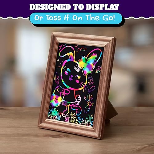 Miniatura 6 de Etchy Art - Juego de arte de papel para rascar arco iris  117 piezas de kit de manualidades para dibujar  Arte para rascar arco iris negro para