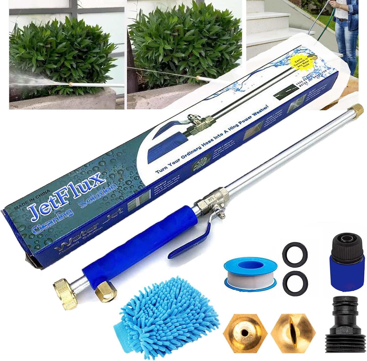 Pressure Washer, Jet Flux 2025 New Upgrade 2-in-1 Portable Cordless Pressure Washer, High Pressure Hose Nozzle, with 2 Jet Different Nozzle and Hose Quick Connectors (1set)