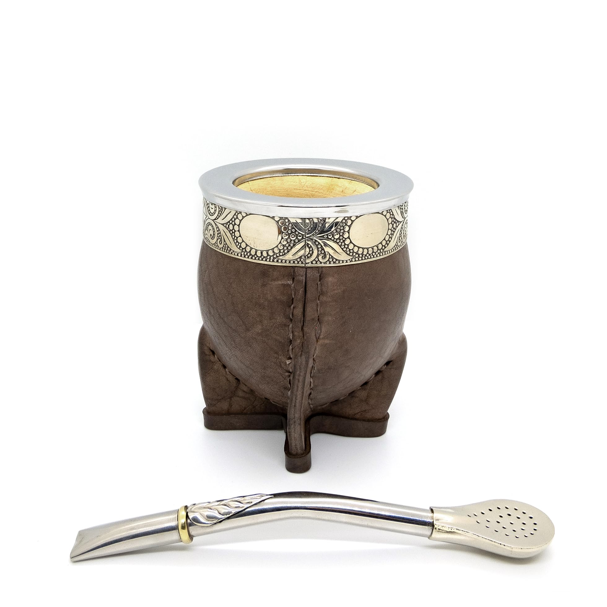 Artcome Yerba Mate Cup Set van 4 roestvrij staal - 1 8,5 oz roestvrijstalen dubbelwandige Mate Cup (zwart), 2 Bombillas (Yerba Mate riet), 1 borstel, gemakkelijk schoon te maken, solide en duurzaam