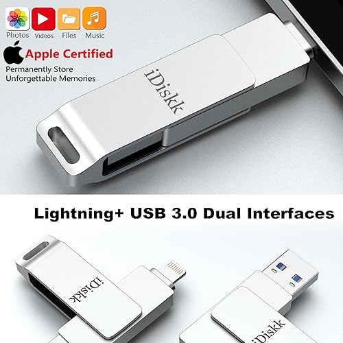 Miniatura 8 de iDiskk 512 GB con certificación Mfi, unidad flash para iPhone, fotos y videos, almacenamiento USB para iPhone, lápiz fotográfico, para
