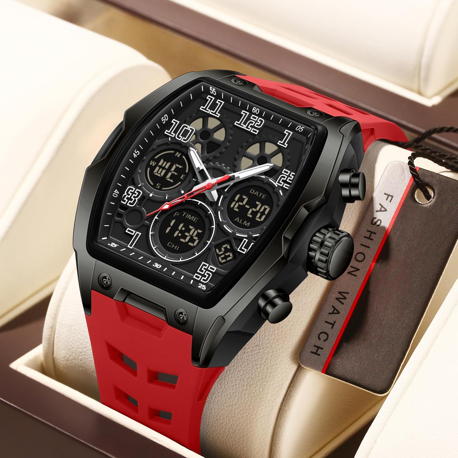 findtime Orologio da polso da uomo grande rettangolare orologio da uomo sportivo cronografo data impermeabile militare designer orologi per uomini cinturino in silicone bianco