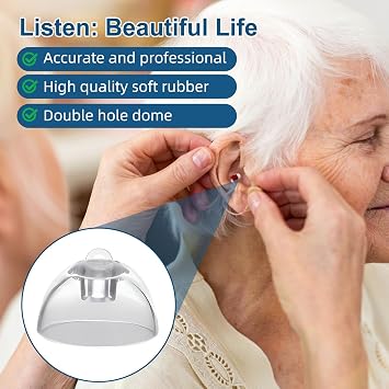 10 Pcs Hearing Aid Domes for Oticon Replacements Double Vent Bass Domes 8mm | Hearing Aid Domes Hearing Aid Accessories Soft Silicone Compatible with Oticon Minifit Double Vent Bass Domes