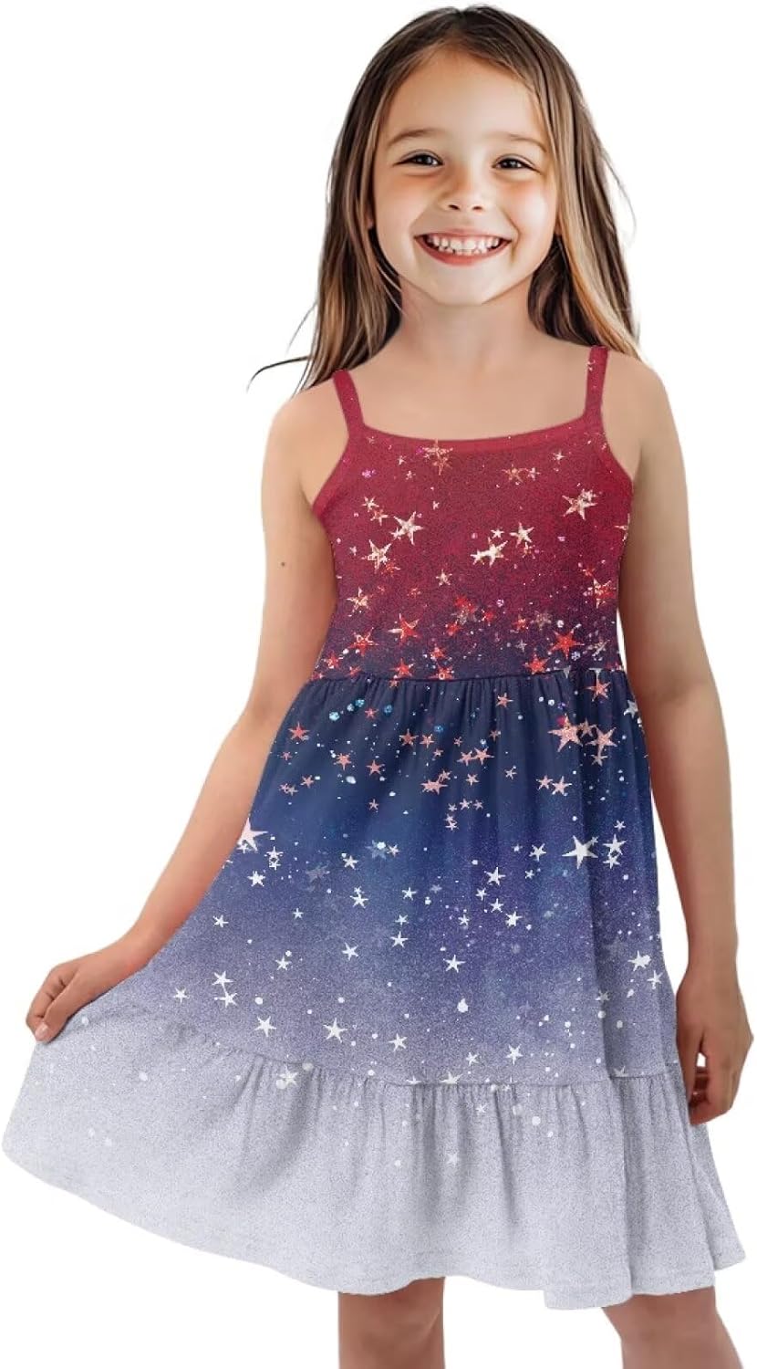 Upetstory Summer Dresses for Girls Spaghetti Strap Dress Beach Sundress 3-14