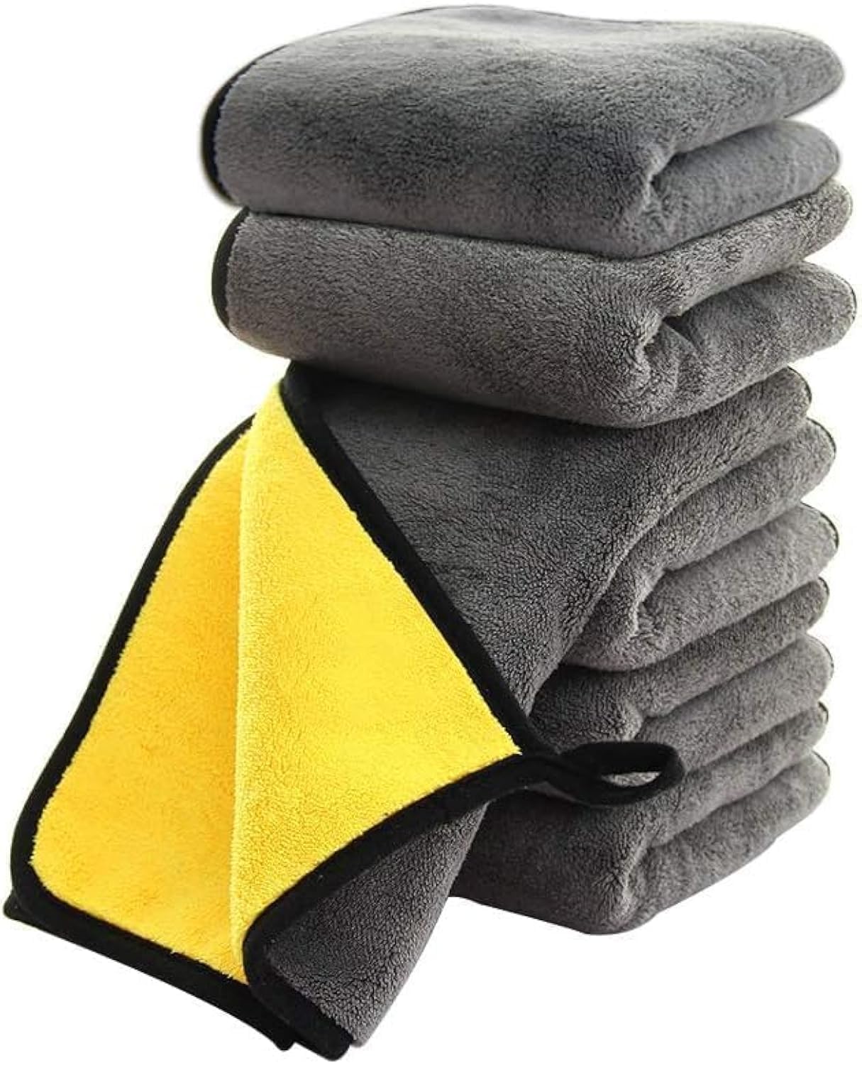 OSCO TOOLS Microfiber Car Detailing Towels, Double Sided Thickened Super Absorbent Car Detailing Towels, Car Detailing Towels, Car Detailing Cloth, 6 Pack, 40x70cm Yellow in Grey (6)