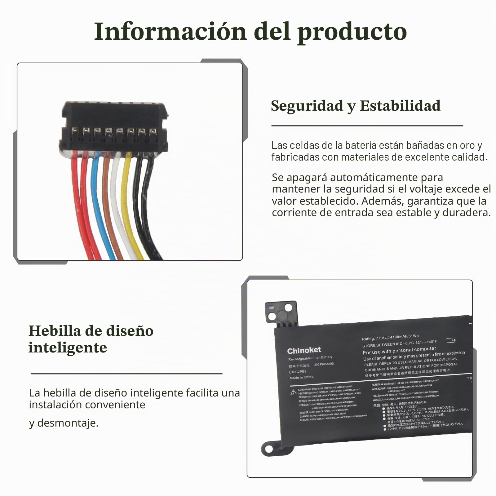 31Wh/4100mAh L16C2PB2 L16M2PB1 Batería para IdeaPad 320-15AST 320-15ABR 330-15IKB 330-15AST 320-14AST 320-14IKB 320-17IKB 330-14AST L16M2PB2 L16L2PB2 L16L2PB1 L16L2PB3 L16C2PB1 L17L2PF1