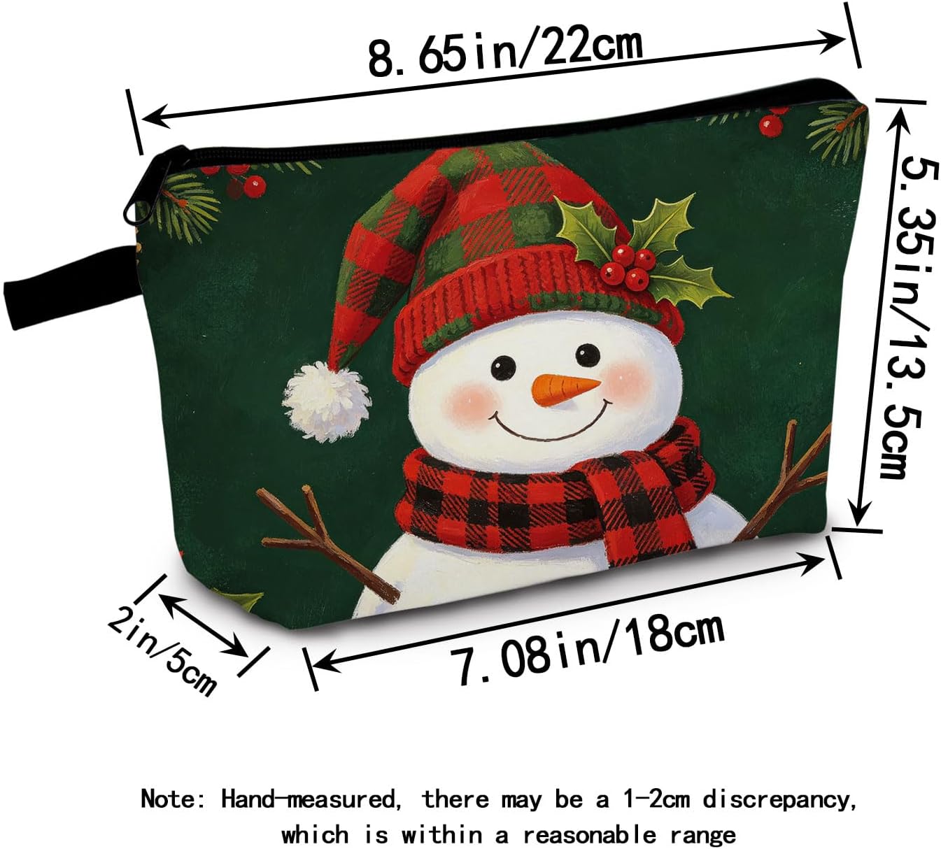 Christmas Snowman Holly Makeup Bag Gift for Women image 2