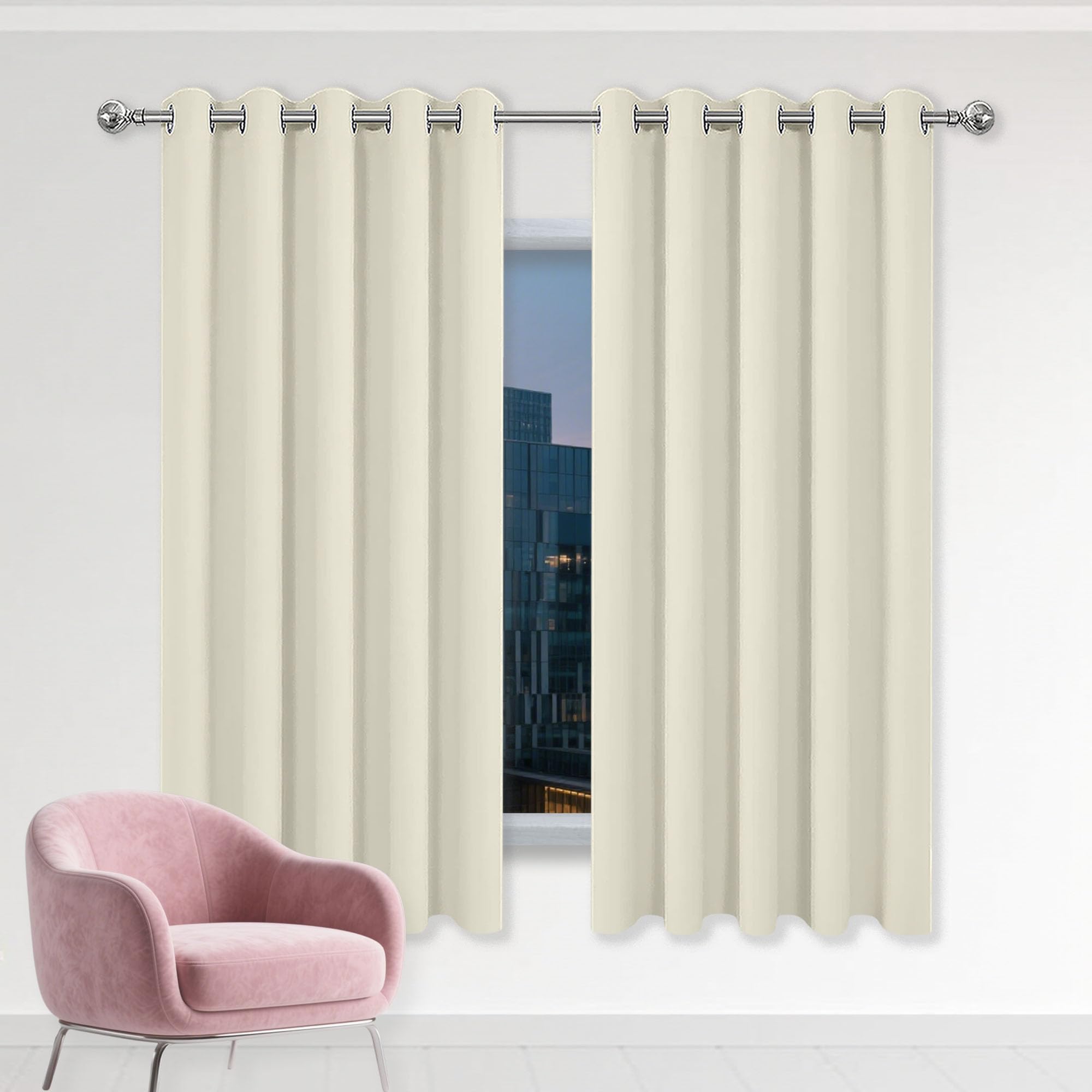 Rideau thermique isolant anti froid beige 220 x 230 rideaux occultants maison et chambre