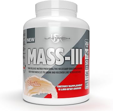 Unitech USK Mass Vanilla Powder | Absorbable Mass Gainer Supplement | Rich in Protein, Vitamins, Minerals | Protein Isolate & Concentrate | Supports Muscle Growth & Recovery | Vanilla Flavor, 96oz